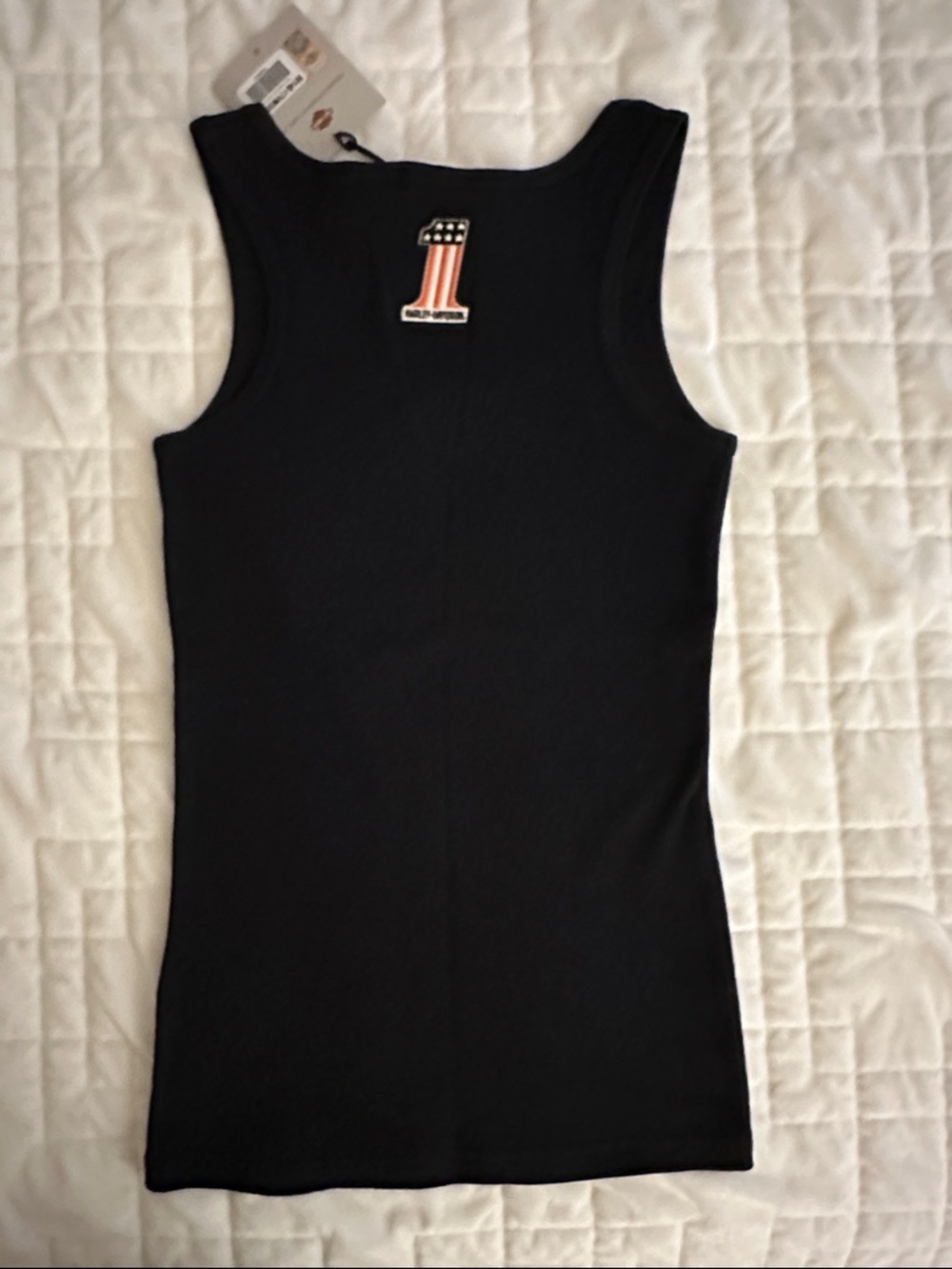 Harley-Davidson Black Tank with Orange & White Logo - Picture 3 of 3